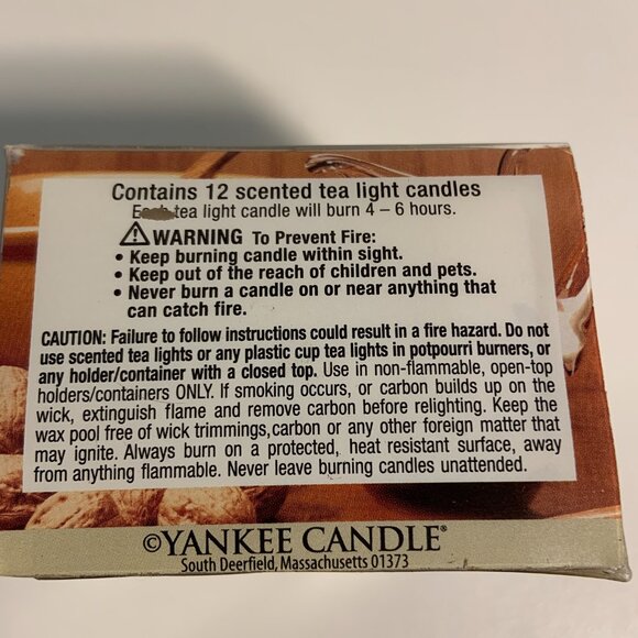 Yankee Candle Maple Walnut Tealights Full Box of 12 Rare - Picture 3 of 4